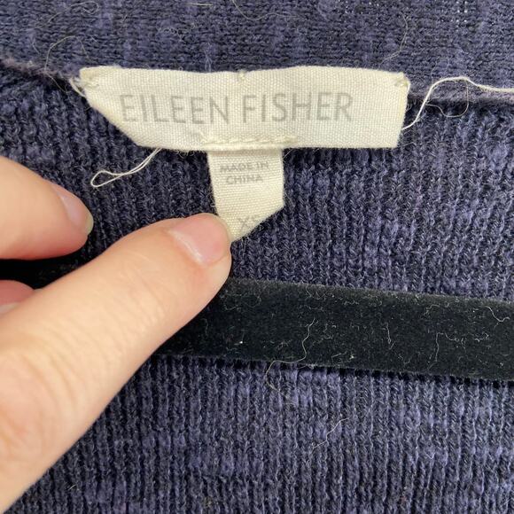 Eileen Fisher Womens Size XS Blue Button Front Short Sleeve Cardigan Linen Blend - Picture 2 of 7